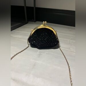 Elegant Black and Gold Evening Clutch